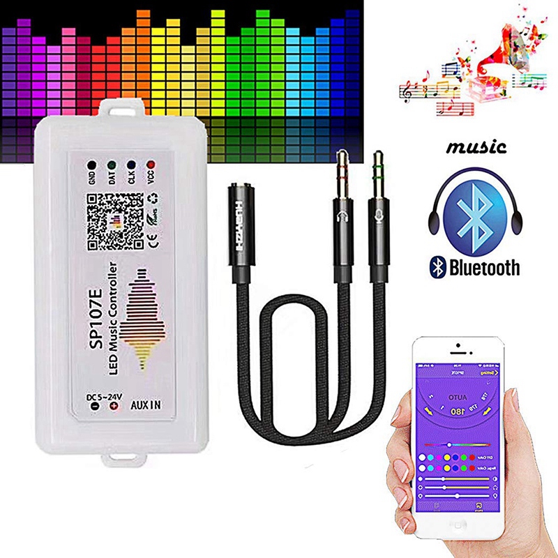 4X WIFI RGB SP107E Pixel IC SPI Music Bluetooth Controller for WS2812 SK6812 SK9822 RGBW APA102 LPD8806 Strip DC5-24V. 