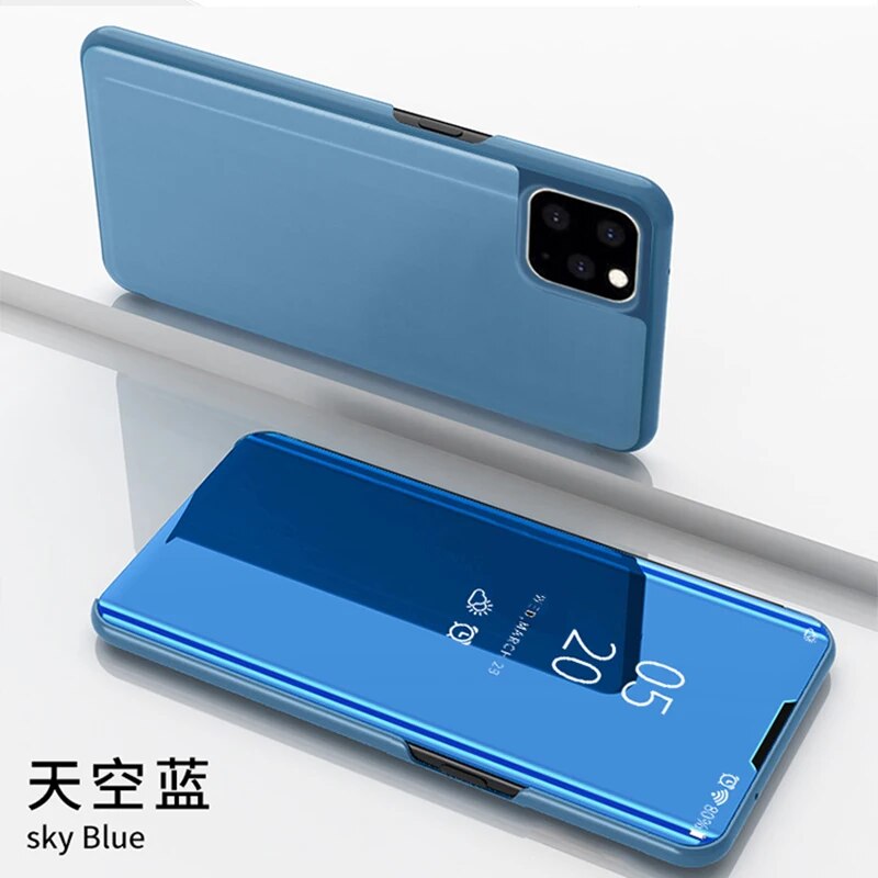 Flip Stand Clear View Mirror Phone Case For iPhone 13 11 12 Mini Pro Max 8 7 6 6s Plus Case For iPhone X XR XS Max SE 2020 Cover. 