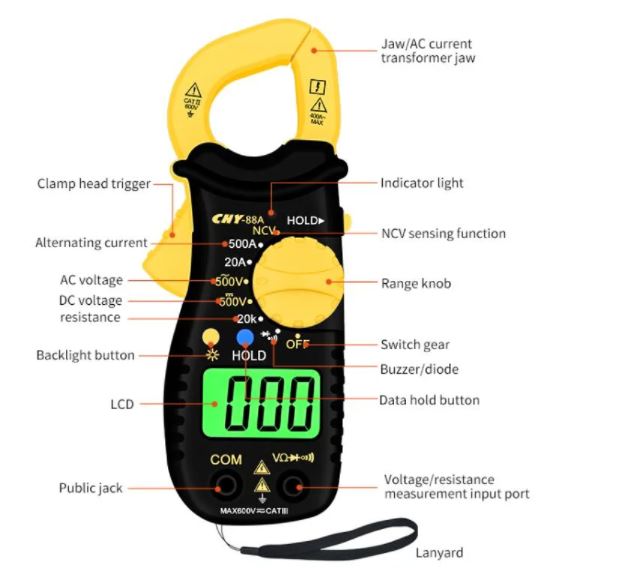 Chy-88A Test Auto-Ranging Electrical Meter Digital Multi Clamp Meter with T-RMS/Counts Multi Meter Digital Multimeter - multimeter. 