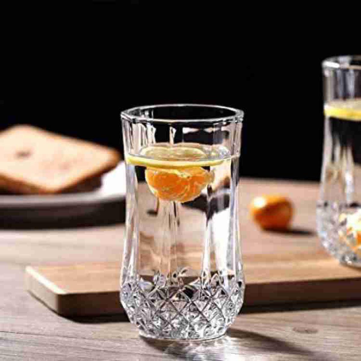 Juice ,Water , Drinking Glass, Crystal Diamond Design, Transparent, 310ml, (Set of 6) (Diamond Design)
.