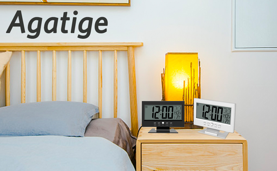 Voice Control Back-Light LCD Table Clock with Alarm. 