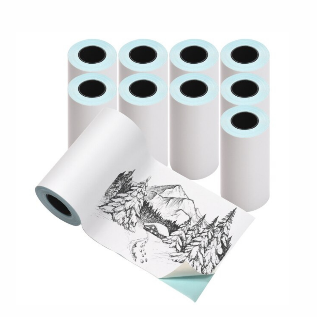 10pcs 57*30mm Sticker Thermal Paper Rolls for Label Printer Mini Thermal Printer Waterproof Oil-proof Sticky Paper Self-Adhesive Thermal Paper, White. 