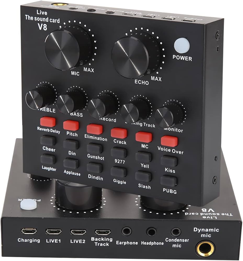 V8 Live Sound Card, Voice Change Digital Sound Card Audio Interface ...