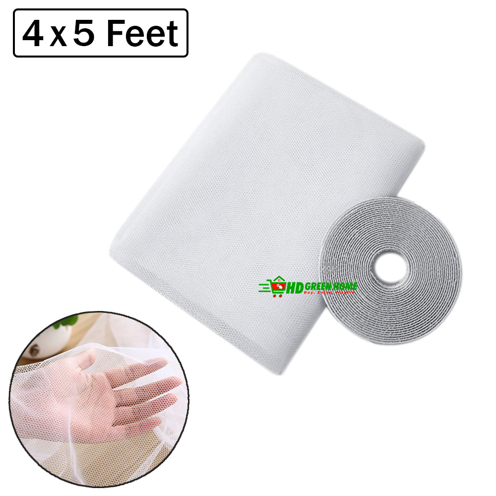 Window Mosquito Net with Self-Adhesive Velcro Tape Bug Fly Protector Screen