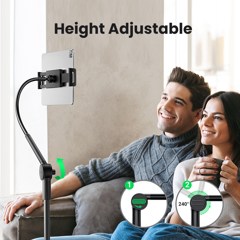 UGREEN Phone Tablet Stand iPad Holder for Bed iPad Mount Stand Gooseneck Tablet Stand Holder for Desk Video Re-cording Laying Down Rotating Swivel Swing Arm for iPad Pro iPhone Samsung Tabs Fire, 12.9''. 