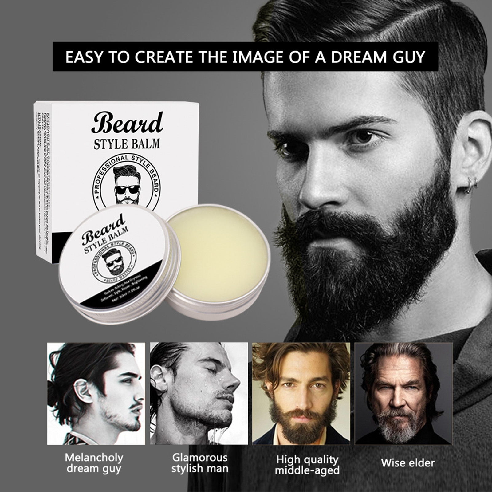 Beard Styling Cream Easy to Operate Thin Beard Growth Wax. 
