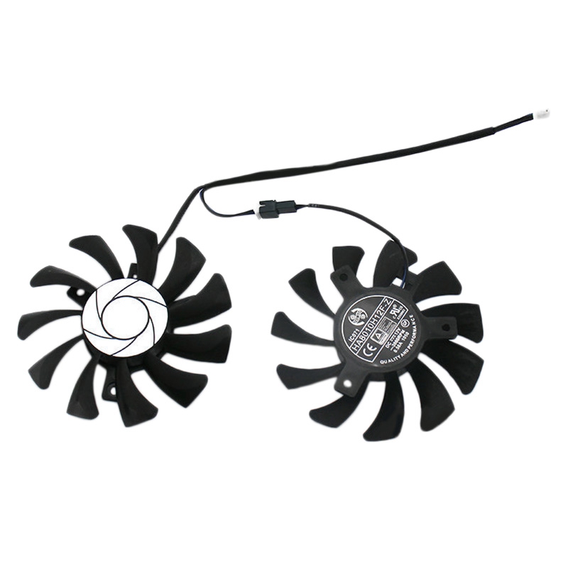 HA8010H12F-Z 75MM 2Pin GTX1050Ti GPU Cooler DUAL Fan for MSI Geforce GTX 1050Ti GTX-1050-Ti-4GT-OC(2Pcs). 