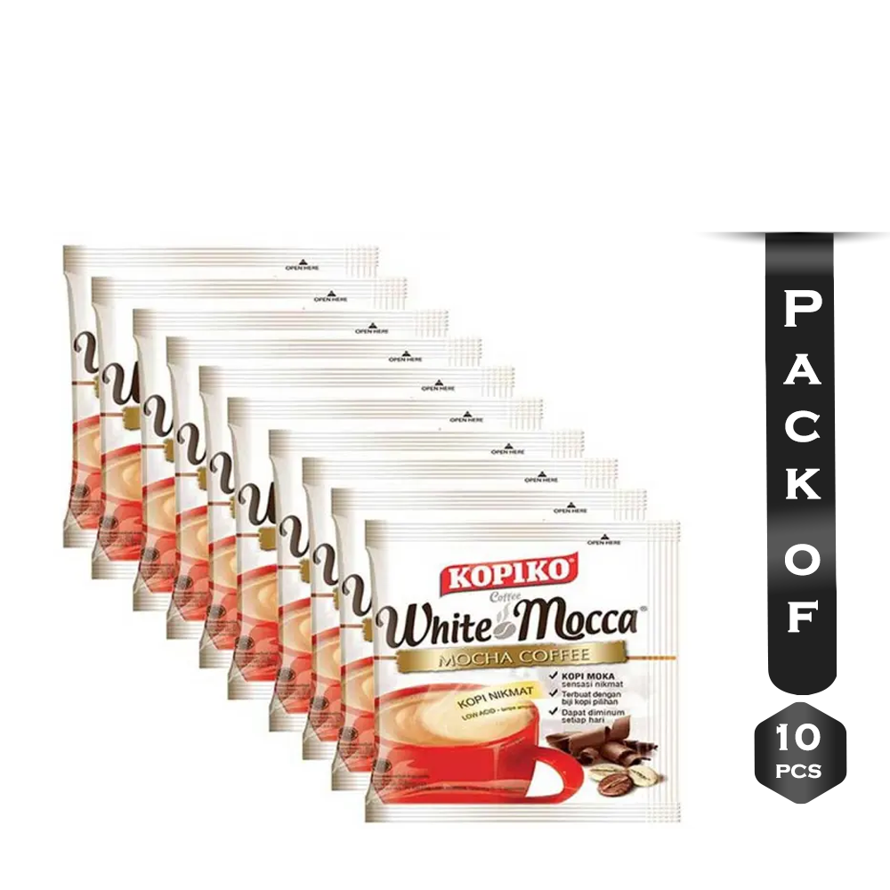 KOPIKO 3 in 1 White Mocca Coffee 20gm - Combo of 10 Pack. 