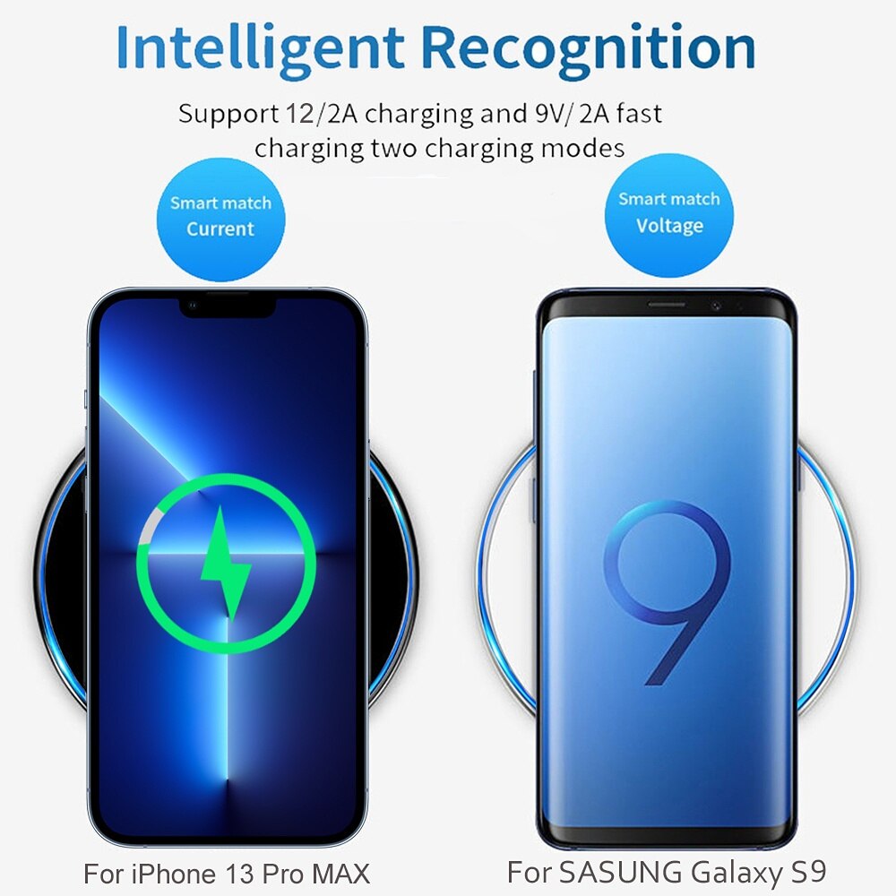 50W Fast Wireless Charger Pad For iPhone 14 13 Xiaomi Huawei Doogee Samsung Mobile Phone Charger Wireless Charging Dock Station. 