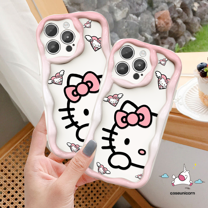 Cartoon Cute Hello Kitty Phone Case Compatible For Realme C53 C11 C17 C12 C3 C25s C20 C25 C51 C21Y C15 C25Y 5i 7i 5s 9i 6i 5 C31 C1 C55 C21 C33 C20A C30 Creative Sweet Cat 3D Wavy Curved Edge Cover. 