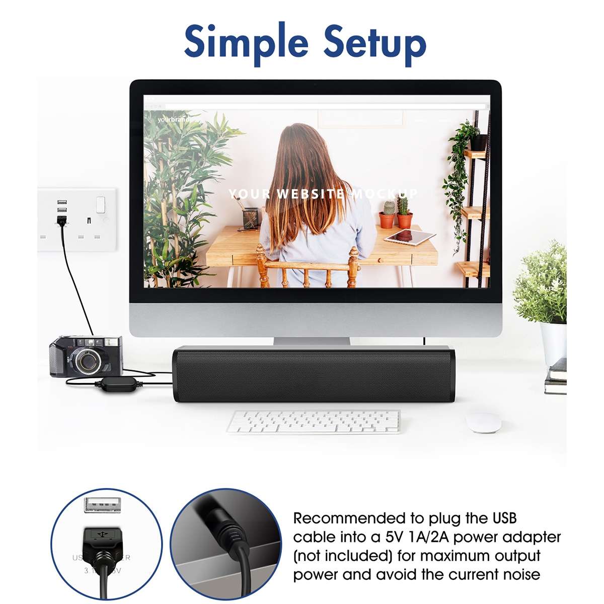 ELEGIANT SR050 Speakers Desktop PC Computer Speaker Portable Mini Soundbar HiFi Stereo Sound Music MP3 Player Speaker AUX Input. 