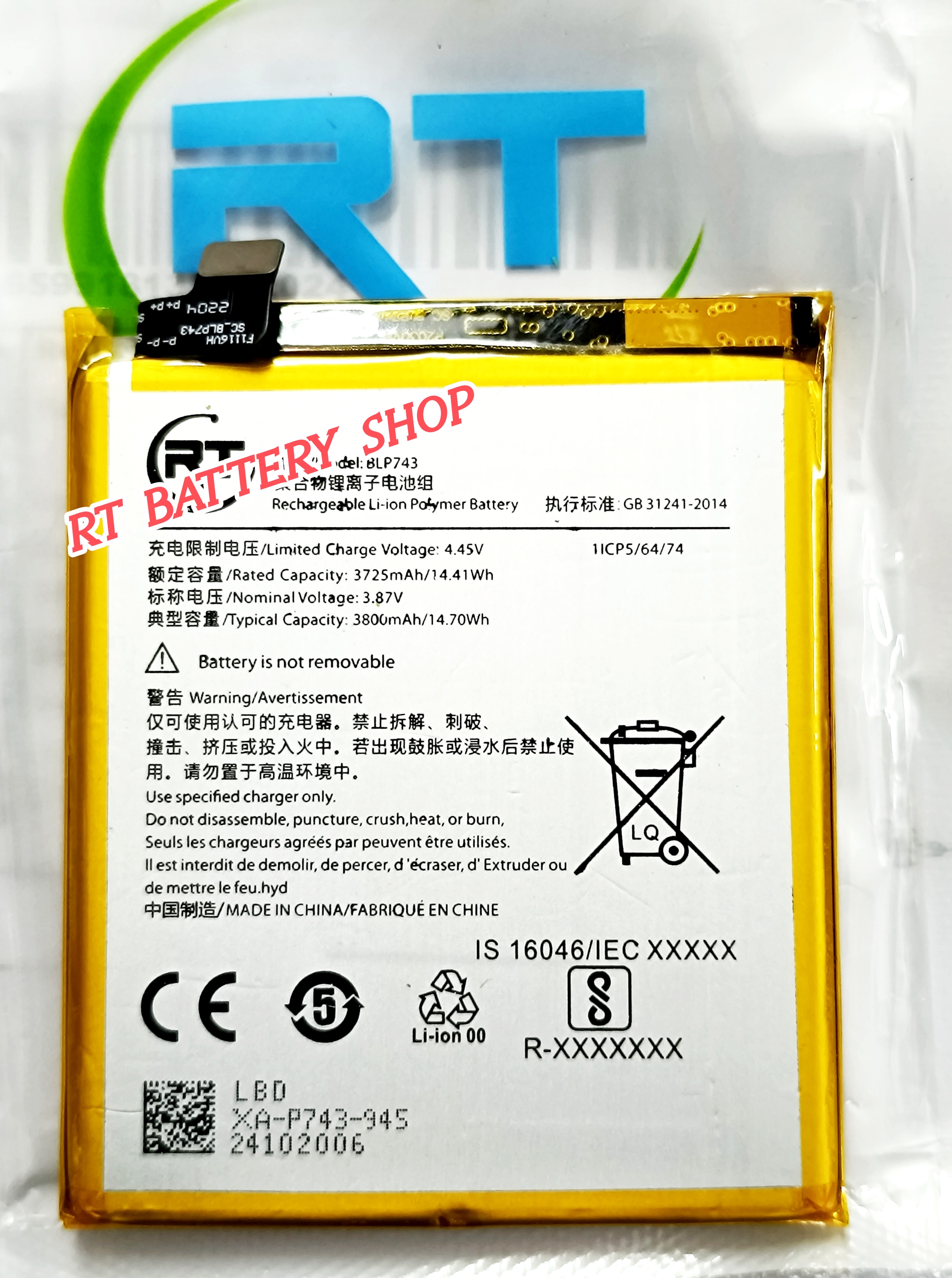 RT - BLP743 - 3800 mAh Replacement Battery For OnePlus 7T Mobile Phone Battery