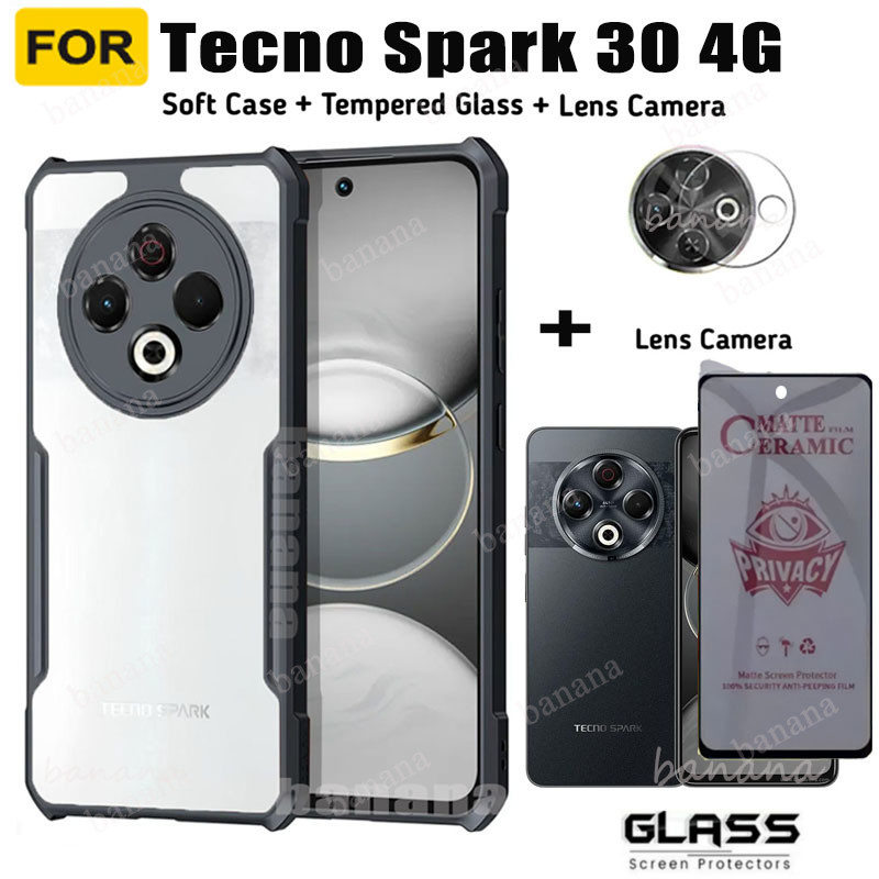 For Tecno Spark 30 4G Phone Case Tecno Spark GO1 GO 2025 Spark 30C 30 Pro Anti-peeping Tempered Glass Screen Protector