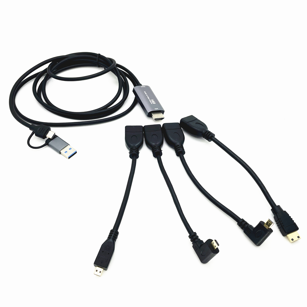 2in1 USB Type-C to Micro / Mini HDMI-compatible Video Capture Card Live Streaming Cable for Sony Canon Nikon Fuji Camera PC 4K. 
