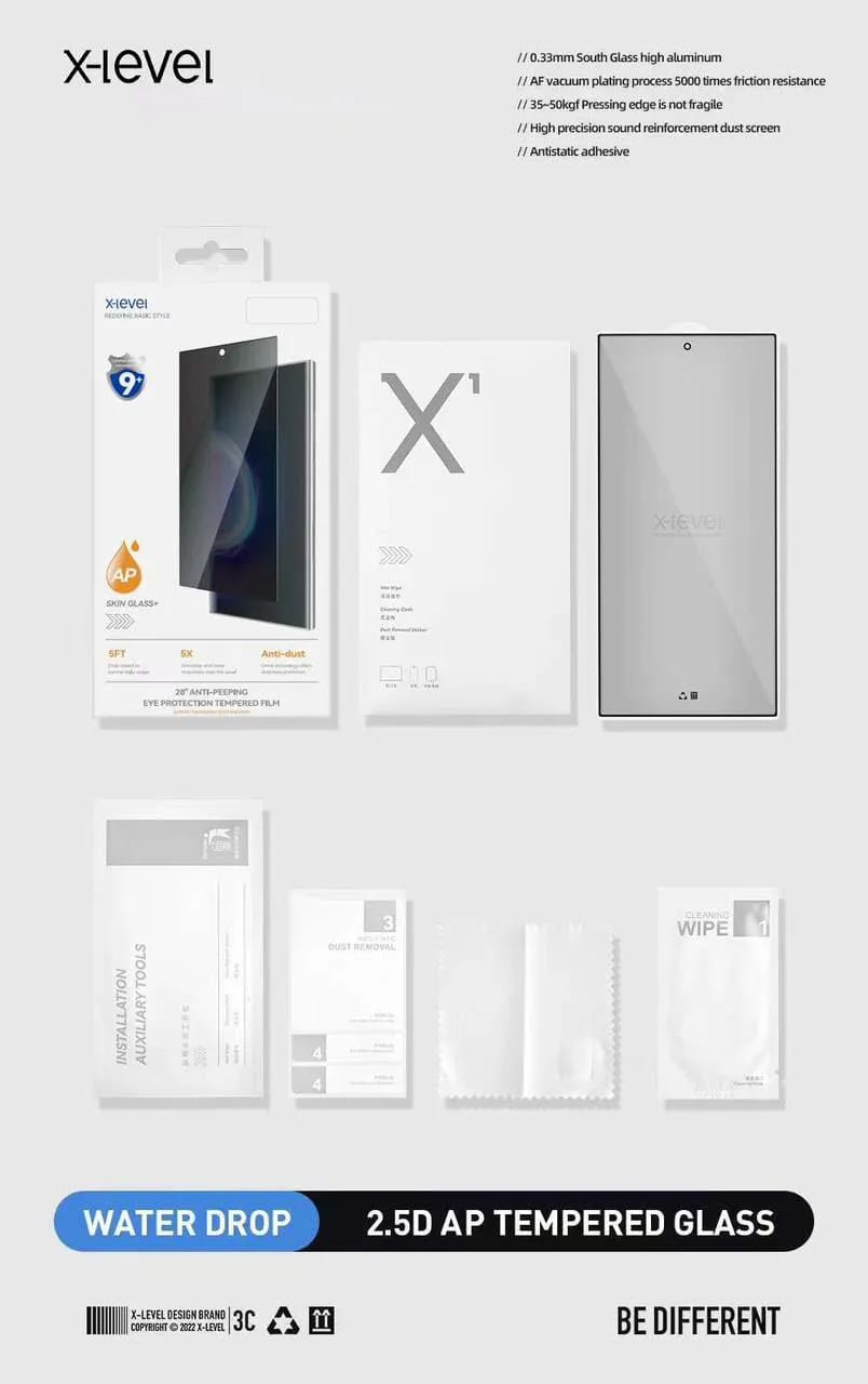 X-level Anti-Peep Privacy Tempered Glass Screen Protector for Samsung Galaxy S24 Ultra. 