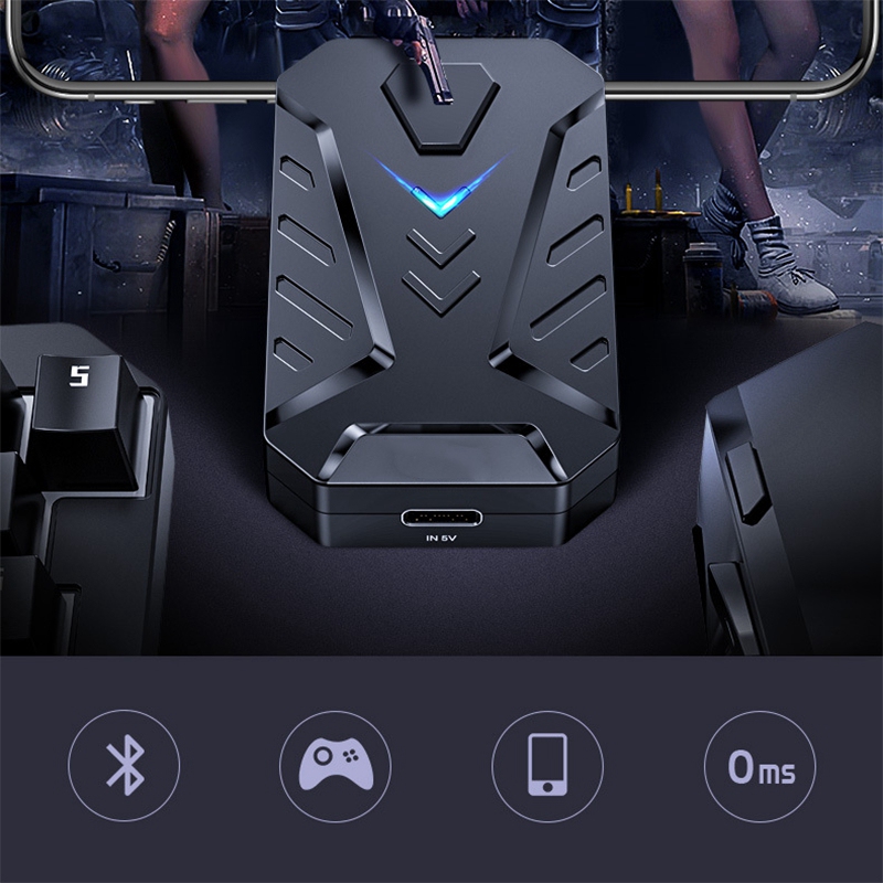 Keyboard and Mouse Converter Portable Mobile Gaming Keyboard Mouse Converter Adapter for Android IOS Phone. 