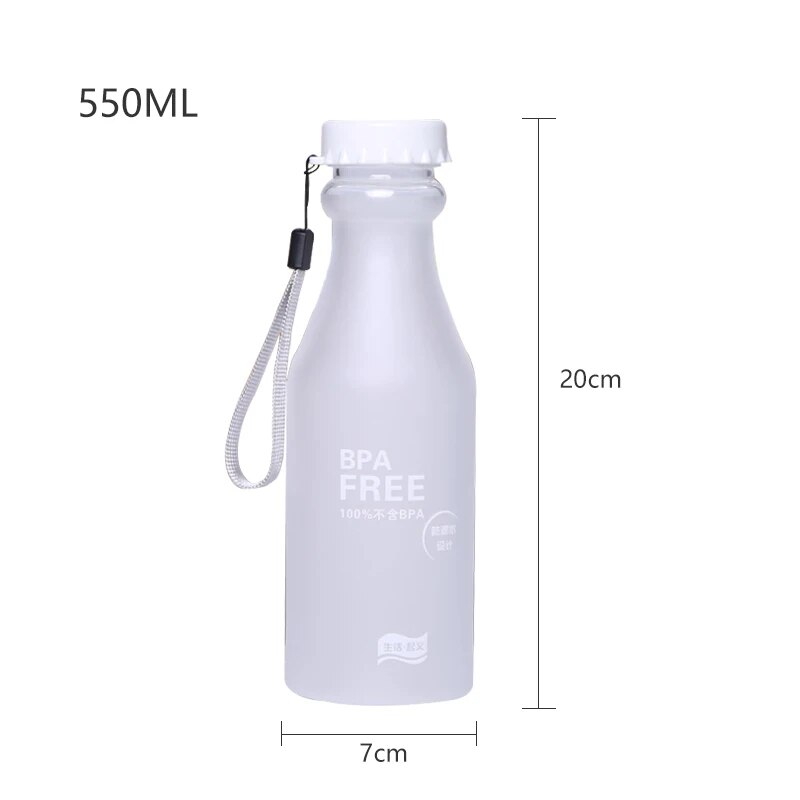 550ML BAP FREE Water Bottle Unbreakable Frosted Sport Kettle Drinking Bottle Outdoor Portable Leak-proof Water Bottle with Rope. 