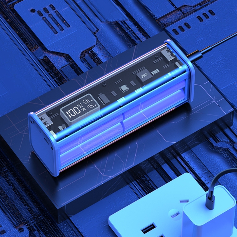 Professional PD22.5W DIY Battery Charger Case Fast Charging Case for 8PCS 18650 Polymer 20800mA Battery Charging Power Bank Box Battery Charger (Full Setup With Battery) V8. 
