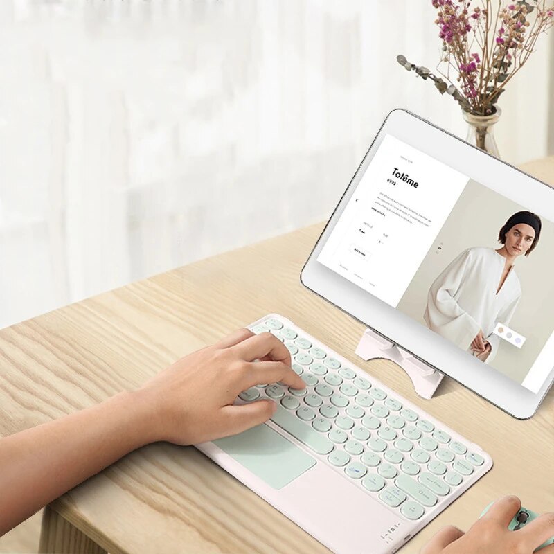 For iPad Keyboard With Touchpad Bluetooth-compatible Wireless Keyboard For iPad Pro Air for Xiaomi Huawei Tablet Android Windows. 