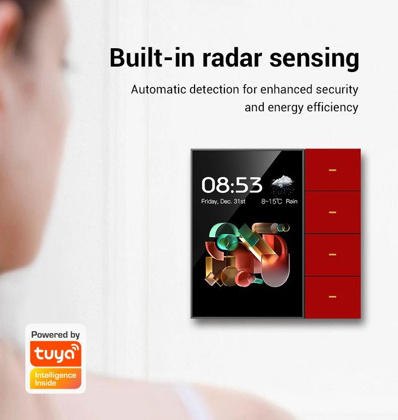 Tuya Zigbee 3.5 Inch Smart Wall Switch Touch Screen 4 Groups Switch 8-way Scene Radar Sensor Dimming Switch Curtain Smart Home. 