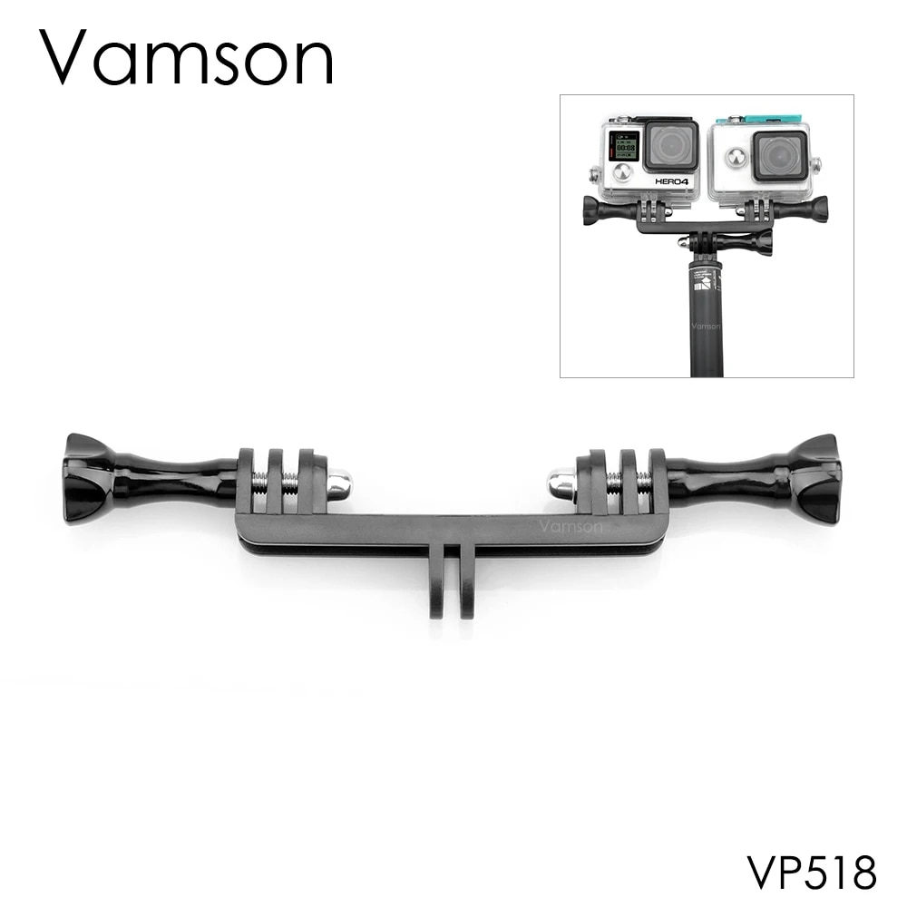 Vamson for Go pro Accessories Double Bracket Bridge Mount for Gopro Hero 8 7 6 5 4 for DJI OSMO Yi 4K Tripod Action Camera VP518
