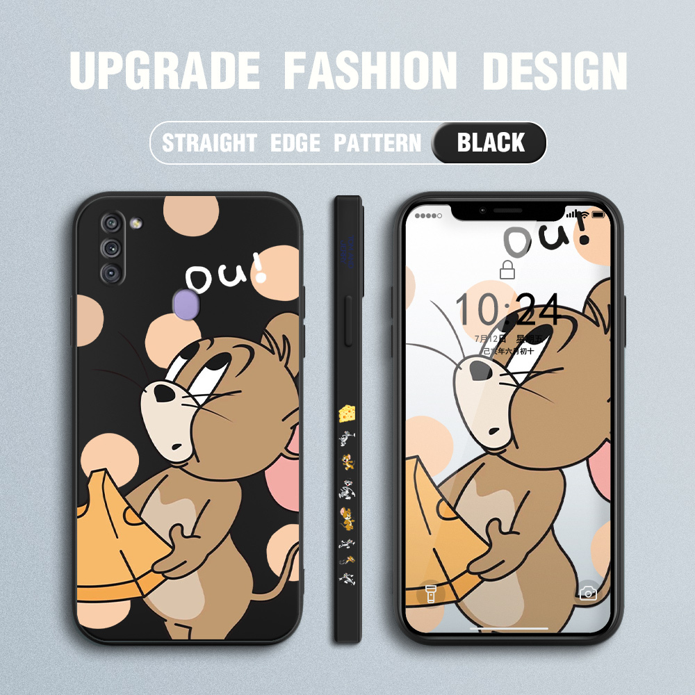 Jizetin for Samsung Galaxy A11 / M11 Case Tom and Jerry Design Side Design Phone Case Square Edge Pattern Liquid Silicone Cases Full Cover Camera Shockproof Protective Case. 
