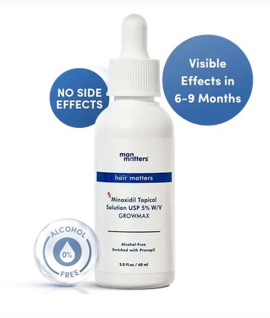 man matters GROWMAX Minoxidil 5% Solution With Procapil (60 ml)-Alcohole free. 