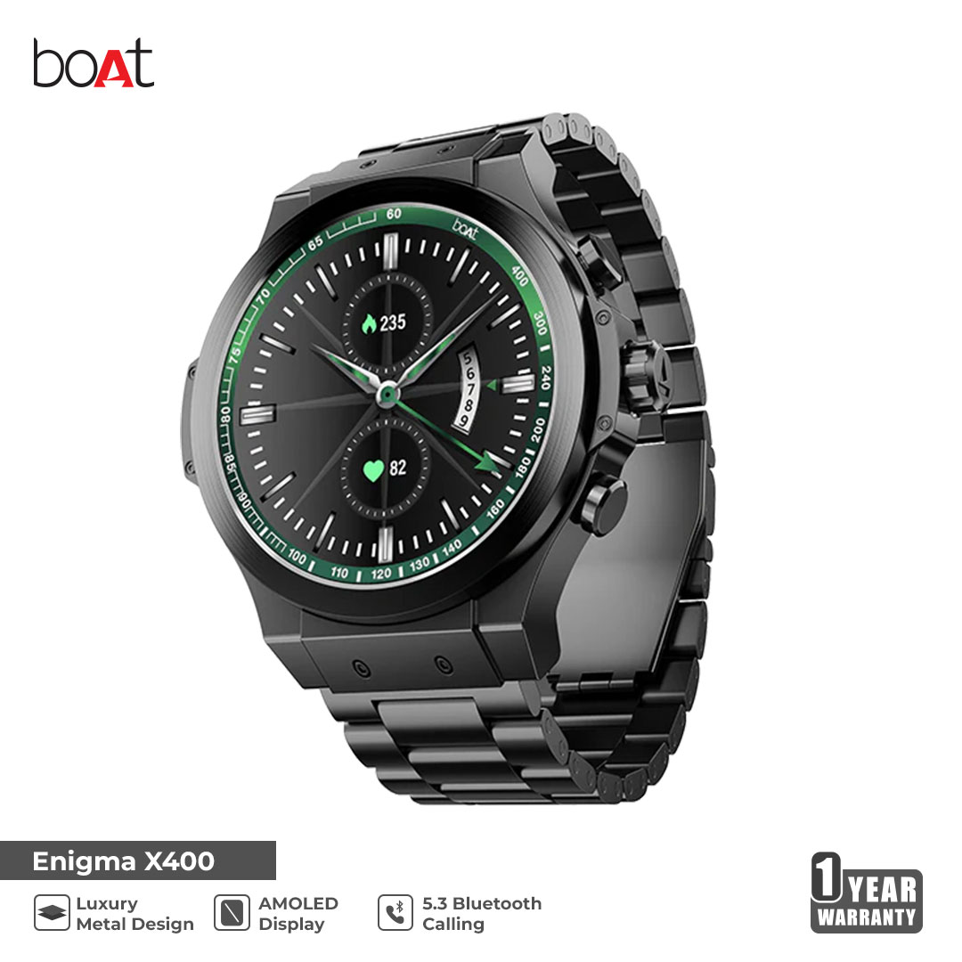boAt Enigma X400 Luxury Smartwatch with 1.45" AMOLED Display, 200+ Watch Faces, Advanced BT Calling & Functional Crown. 