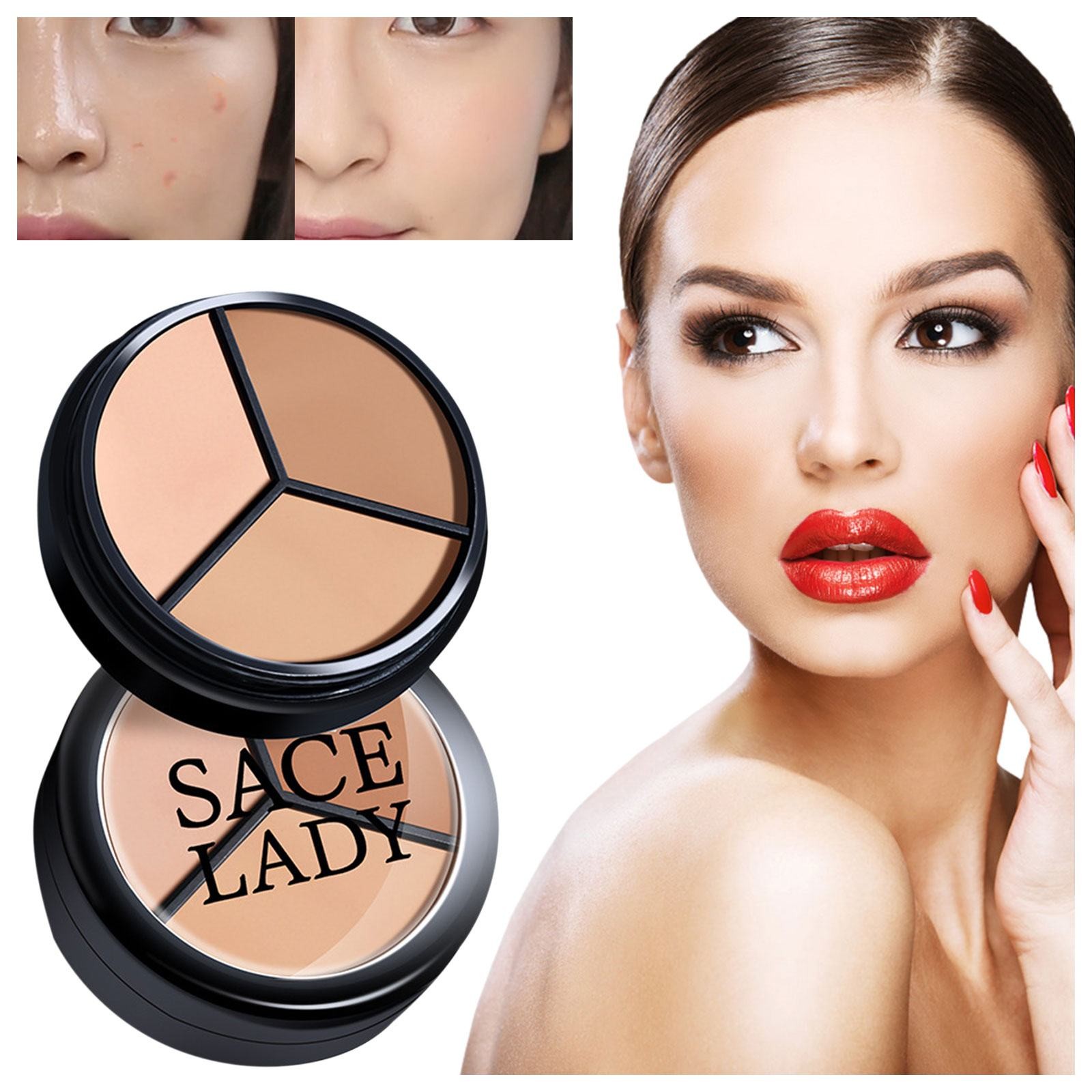 Tri Color Concealer Covers Spots Waterproof Foundation Makeup Foundation Concealer Full Cover Oil Control Face Base Makeup