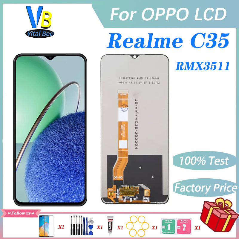 LCD For Realme C35 RMX3511 LCD Display Touch Screen Digitizer Assembly Replacement 100% Tested Well No Dead Pixel