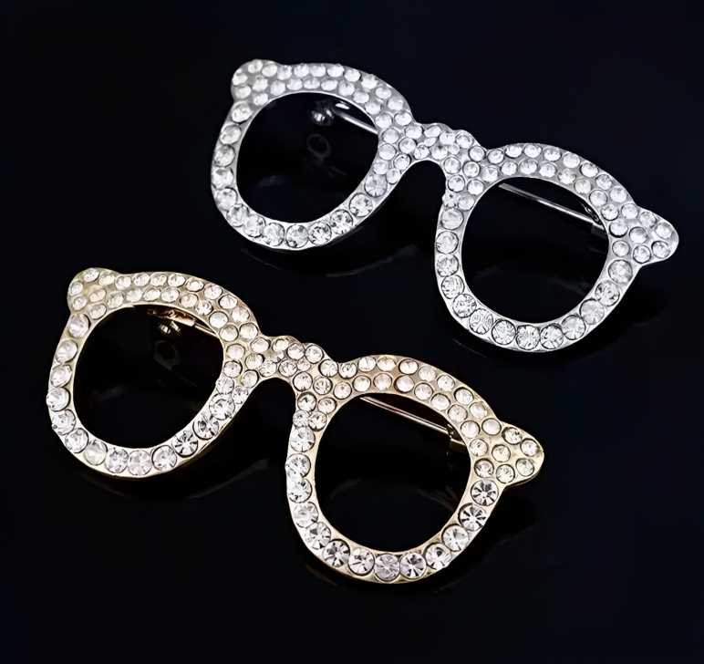 Women men's suit shirt buttonhole clothes collar pin Glasses brooch. 