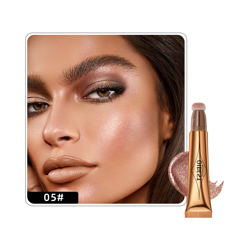 QIBEST Liquid Highlighter With Cushion Applicator Face Makeup Natural Bronzer Moisturizing Cream Soft Makeup Shimmer Highlight. 