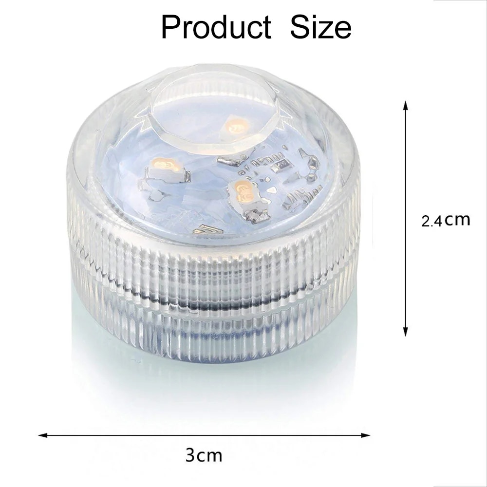 Mini Submersible LED Lights Tea Lights Small Underwater Light Battery Powered Flameless LED Accent Light for Event Vase Fishtank. 