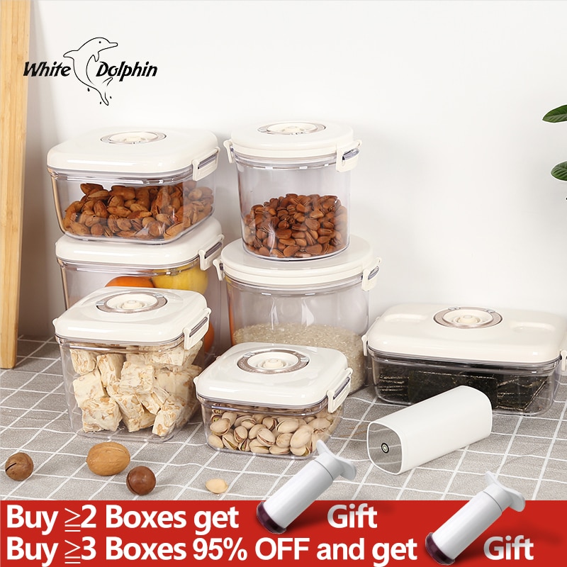 Circle Rectangle Square Vacuum Container Different Capacity Vacuum Sealer Box Kitchen Storage Fit for Food Storage. 