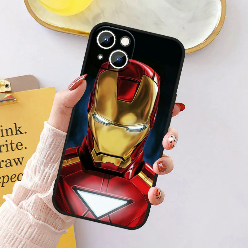 Marvel Iron Man Phone Case For Apple iPhone 14 13 12 11 Pro Max mini XS XR X 8 7 6S 6 Plus Black Soft Funda Back Cover Coque. 