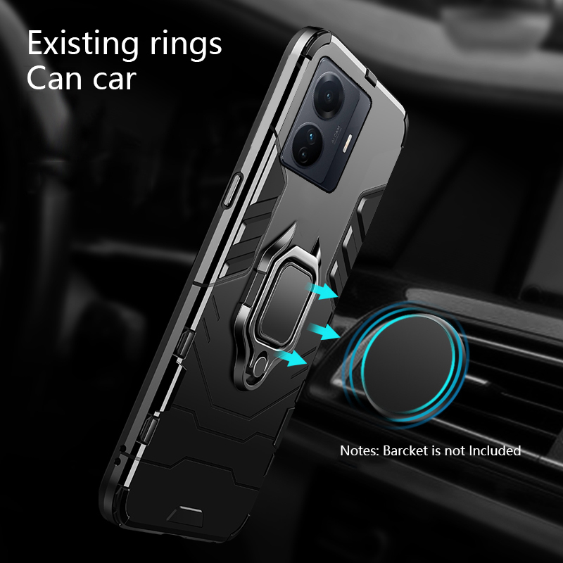 Phone case Vivo iqoo Z6 Pro Shockproof Armor Stand with Holder Car adsorb Ring Back cover Vivo iqoo Z6 Pro case. 