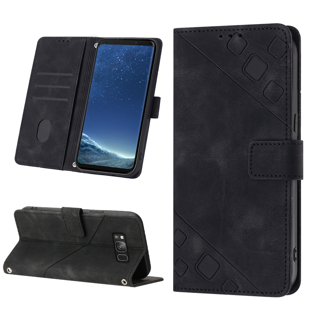 lthmy for Samsung Galaxy S8 Case Embossed Leather Wallet Flip Stand Cover