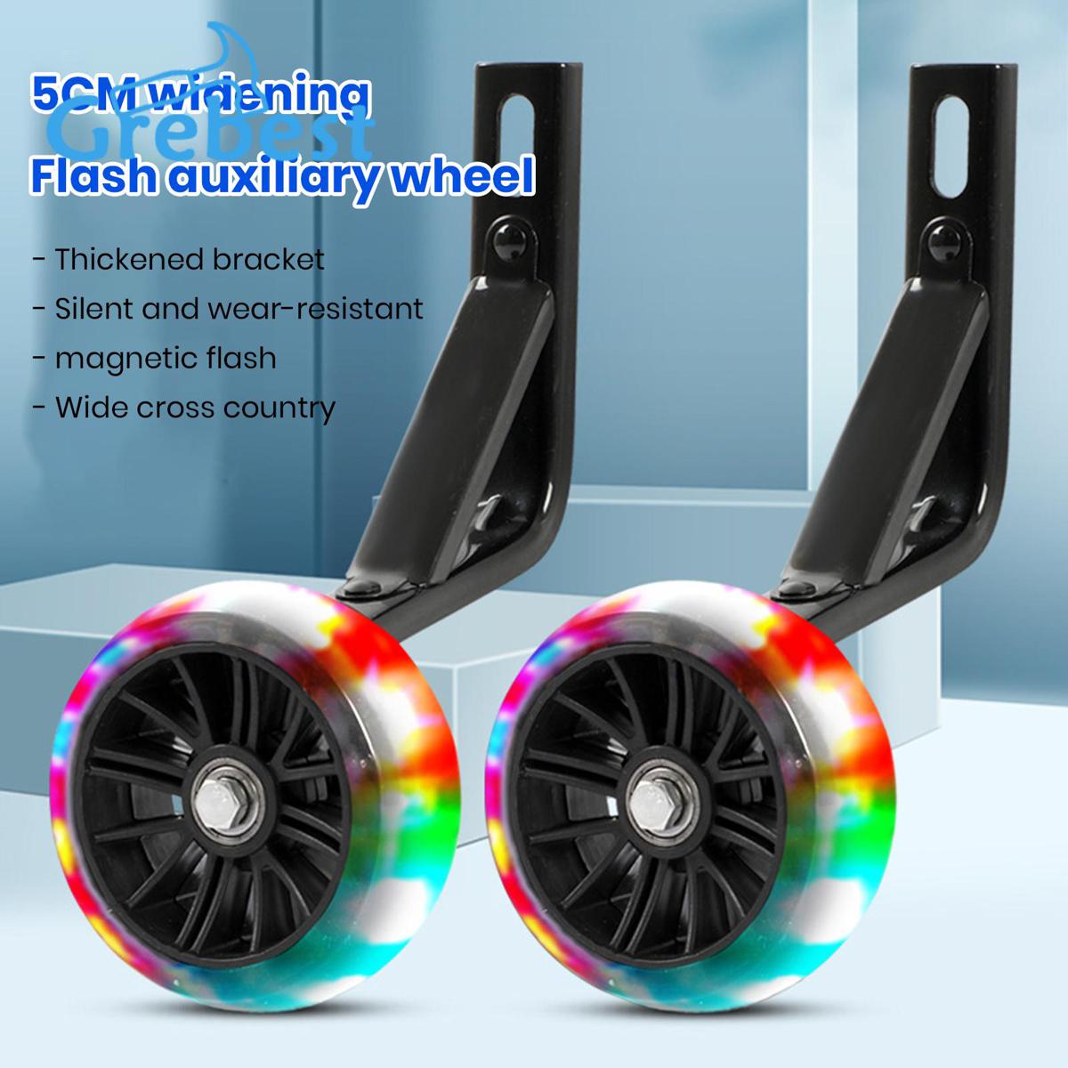 Bicycle Training Wheels 1 Set Training Wheels with Bracket High Stability Simple Installation Wide Compatible Bicycle Mute Wheel Replacement Parts Bike Accessories