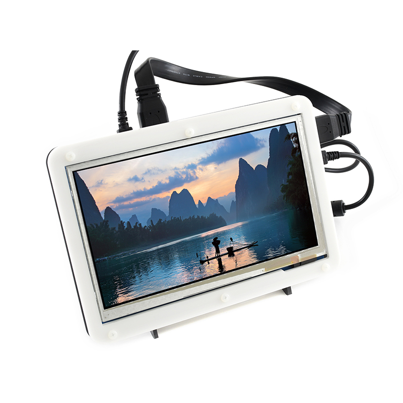 Micro Snow Raspberry Pi 5/4b/3b+7-inch HDMI capacitive screen LCD with shell display screen. 