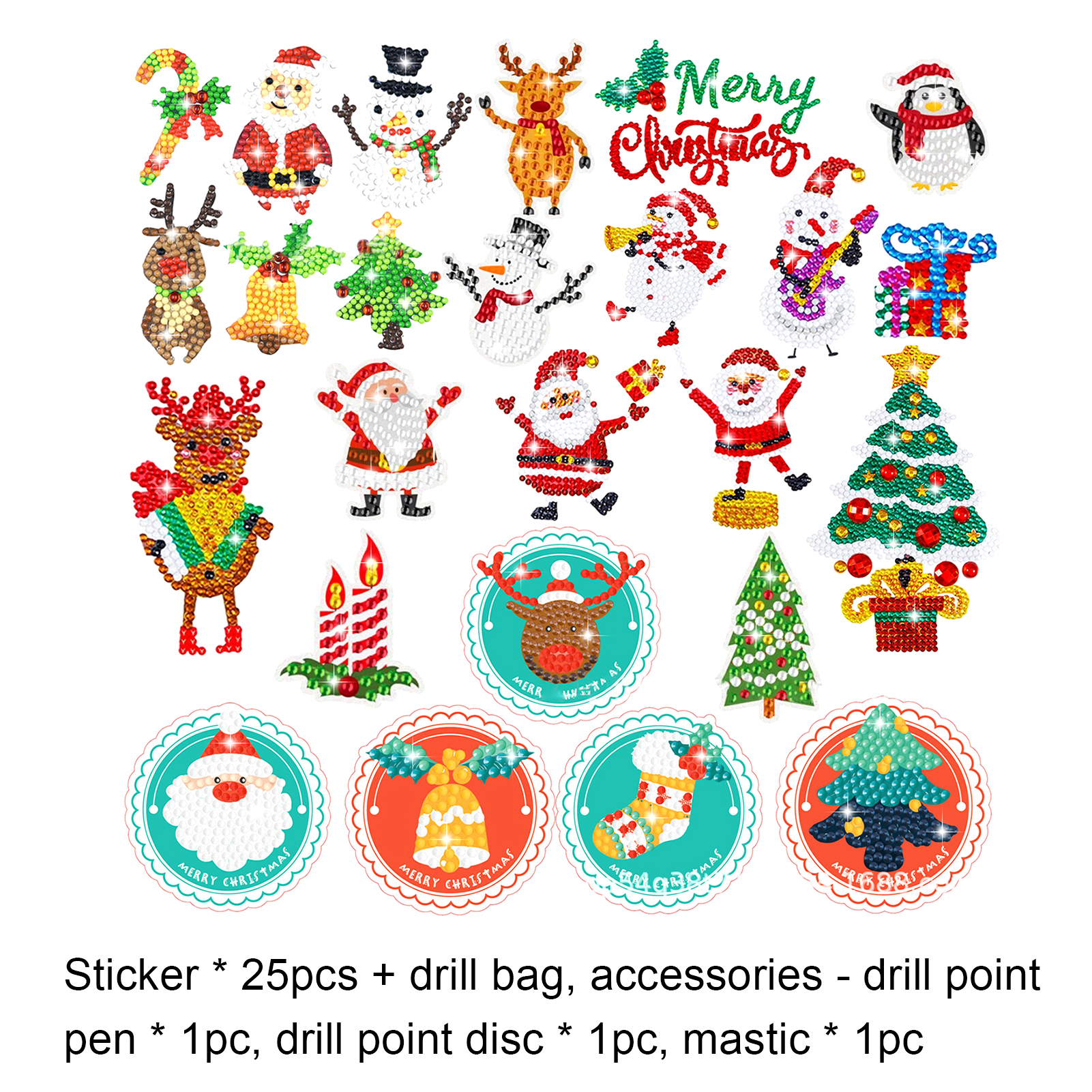 1 Set Diamond Painting Xmas Theme DIY Resin Practical Widely Applied Diamond Painting Kit for Home. 