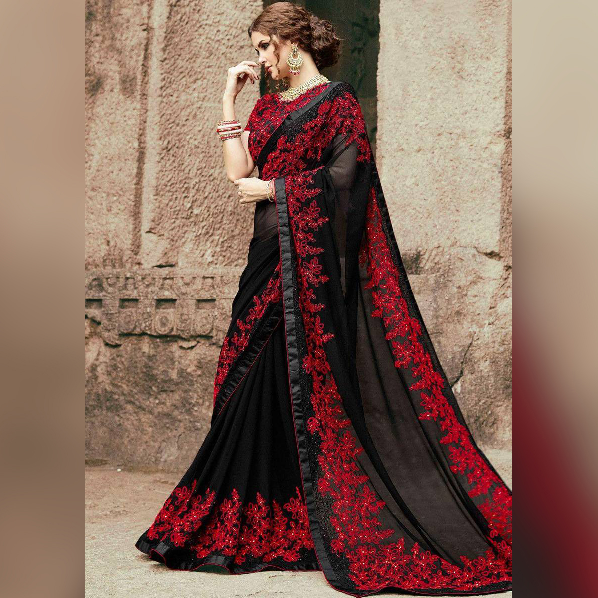 Georgette Traditional Saree For Women: Buy Online at Best Prices in  Bangladesh | Daraz.com.bd