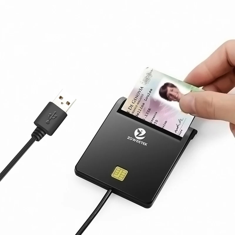 Zoweetek USB ID Smart Card Reader Electronic DNI Reader for ISO 7816 EMV IC DNIE Chip DNI Smart Card ZW-12026-1. 