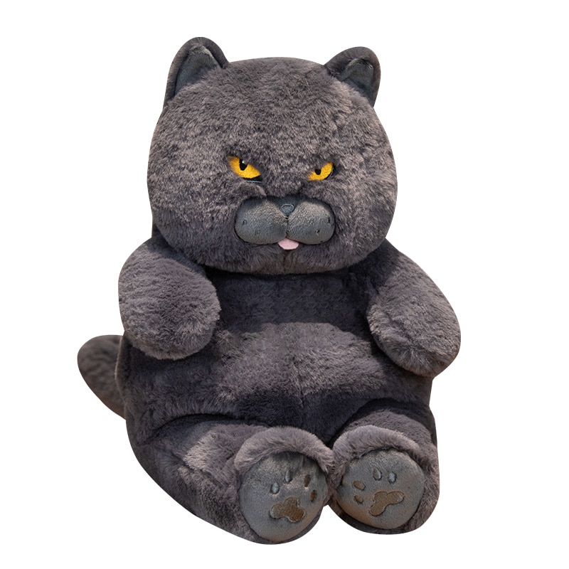 Abandon】Fat Cat Plush Stuffed Animals Toy Lifelike Black Cat Toy