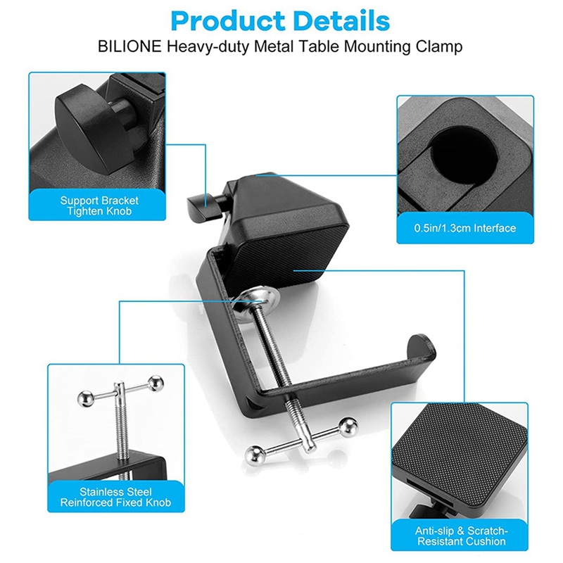 2X Heavy-Duty Table Mount Clamp, C Mounting Clamp Holder with Headset Hook Hanger. 