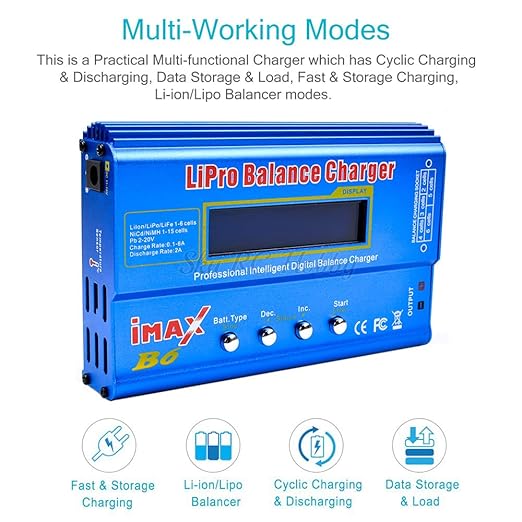iMAX B6 80W 6A Lipo Battery Balance Charger With Power Supply Adapter EU Plug. 