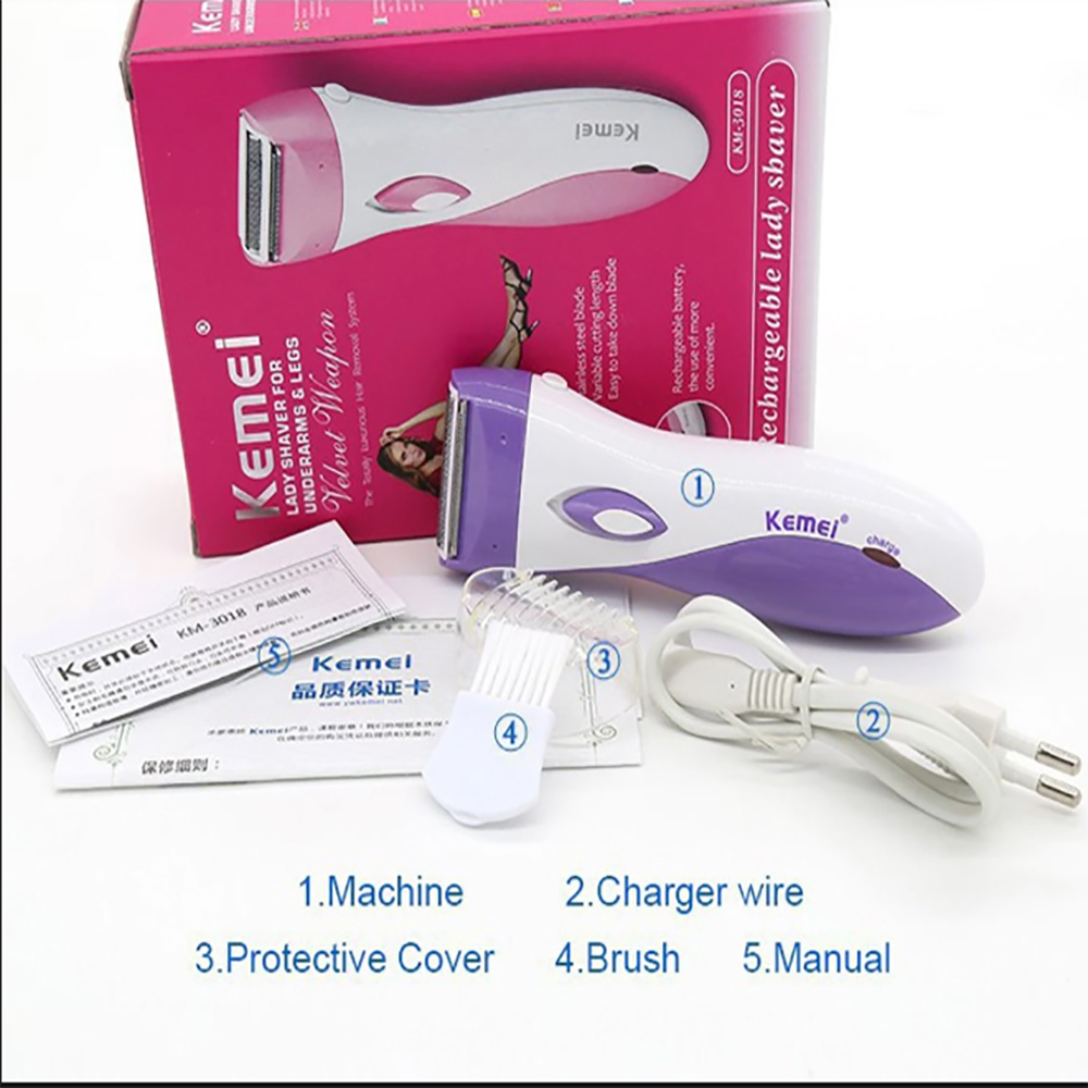 Kemei KM-3018 Waterproof electric Lady shaver hair women Bikini Underarm body lady Epilator Hair Removal Cordless Trimmer-2.jpg