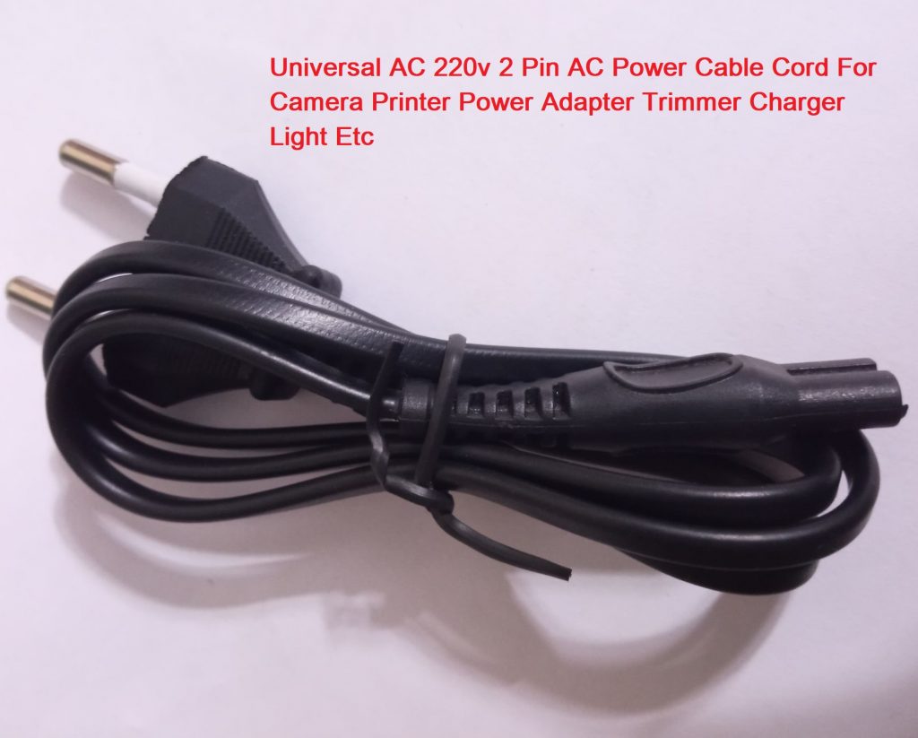 Universal AC 220v 2 Pin 2 Feet Length AC Power Cable Cord For Camera Printer Power Adapter Charger Trimmer Charger Light Etc. 