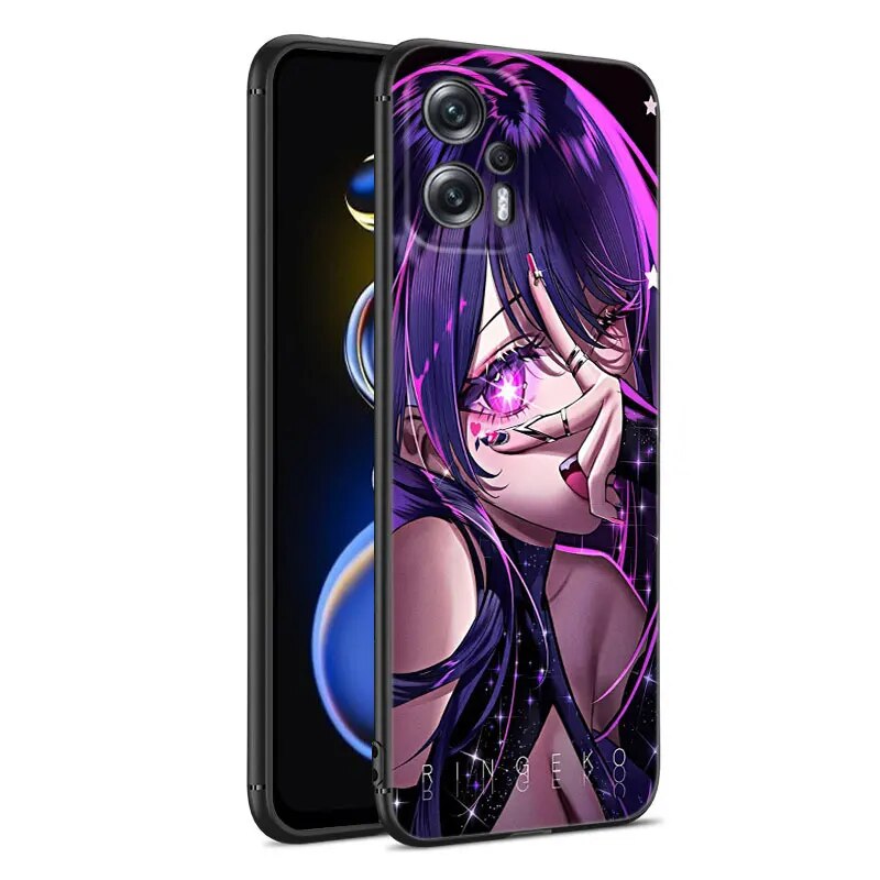 Anime Oshi no Ko Hoshino Ai Black Silicone Phone Case For Xiaomi POCO X3 X4 NFC F5 M3 M4 M6 X5 X6 Pro F3 F4 GT 5G C55 C65 M5. 