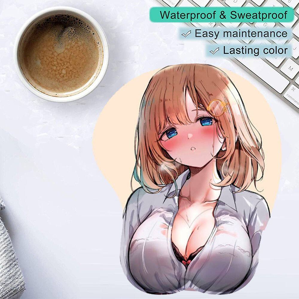 VHOIC Ergonomic 3D Breast Anime Silicone Wrist Rest Mouse Mat Hand Support Mouse Pad. 