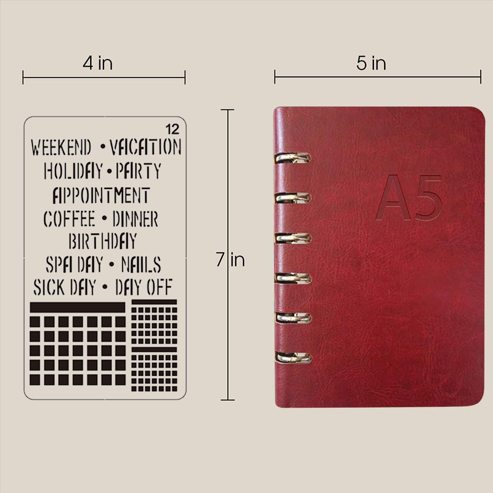 【Fashion】Ultimate Productivity Stencil Piece Stencils A5, Happy Planner Stickers Supplies For Planners, DIY Templates To Create Calendars, Lists, Letters, Numbers, Habit Trackers. 